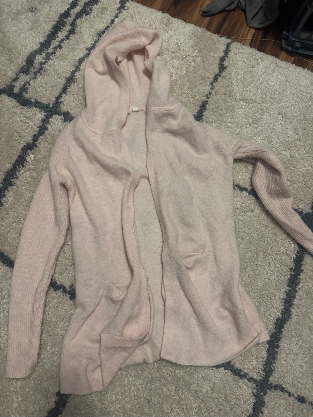 Soft Pink Hooded Kid’s Sweater Cardigan